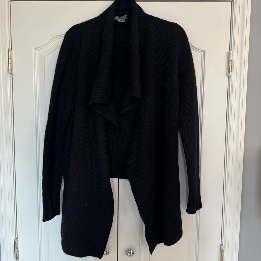 Vince Black Wool Shawl Collar Cardigan